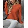 Zeagoo Fall Sweaters for Women 2026 Long Sleeve Crewneck Ribbed Knit Pullover Sweater Loose Fit Basic Jumper Tops(A Orange)
