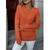 Zeagoo Fall Sweaters for Women 2026 Long Sleeve Crewneck Ribbed Knit Pullover Sweater Loose Fit Basic Jumper Tops(A Orange)