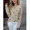 Zeagoo Fall Sweaters for Women 2026 Long Sleeve Crewneck Ribbed Knit Pullover Sweater Loose Fit Basic Jumper Tops(A Polka Dot-khaki)