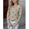 Zeagoo Fall Sweaters for Women 2026 Long Sleeve Crewneck Ribbed Knit Pullover Sweater Loose Fit Basic Jumper Tops(A Polka Dot-khaki)