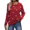Zeagoo Fall Sweaters for Women 2026 Long Sleeve Crewneck Ribbed Knit Pullover Sweater Loose Fit Basic Jumper Tops(A Polka Dot-red)
