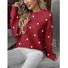Zeagoo Fall Sweaters for Women 2026 Long Sleeve Crewneck Ribbed Knit Pullover Sweater Loose Fit Basic Jumper Tops(A Polka Dot-red)