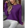 Zeagoo Fall Sweaters for Women 2026 Long Sleeve Crewneck Ribbed Knit Pullover Sweater Loose Fit Basic Jumper Tops(A Purple)