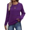 Zeagoo Fall Sweaters for Women 2026 Long Sleeve Crewneck Ribbed Knit Pullover Sweater Loose Fit Basic Jumper Tops(A Purple)