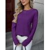 Zeagoo Fall Sweaters for Women 2026 Long Sleeve Crewneck Ribbed Knit Pullover Sweater Loose Fit Basic Jumper Tops(A Purple)