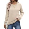 Zeagoo Fall Sweaters for Women 2026 Long Sleeve Crewneck Ribbed Knit Pullover Sweater Loose Fit Basic Jumper Tops(A Warm Apricot)