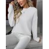 Zeagoo Fall Sweaters for Women 2026 Long Sleeve Crewneck Ribbed Knit Pullover Sweater Loose Fit Basic Jumper Tops(A White)
