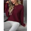 Zeagoo Fall Sweaters for Women 2026 Long Sleeve Crewneck Ribbed Knit Pullover Sweater Loose Fit Basic Jumper Tops(A Wine Red)