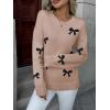 Zeagoo Fall Sweaters for Women 2026 Long Sleeve Crewneck Ribbed Knit Pullover Sweater Loose Fit Basic Jumper Tops(Aa Bow625)