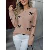 Zeagoo Fall Sweaters for Women 2026 Long Sleeve Crewneck Ribbed Knit Pullover Sweater Loose Fit Basic Jumper Tops(Aa Bow625)
