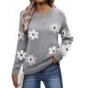 Zeagoo Fall Sweaters for Women 2026 Long Sleeve Crewneck Ribbed Knit Pullover Sweater Loose Fit Basic Jumper Tops(Aa Flower192)