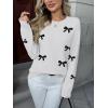 Zeagoo Fall Sweaters for Women 2026 Long Sleeve Crewneck Ribbed Knit Pullover Sweater Loose Fit Basic Jumper Tops(Bow612)