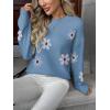 Zeagoo Fall Sweaters for Women 2026 Long Sleeve Crewneck Ribbed Knit Pullover Sweater Loose Fit Basic Jumper Tops(Flower193)