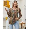 Zeagoo Long Sleeve Shirts for Women 2025 Casual Pleated V Neck Fall Tunic Tops Button Down Blouse Dressy Loose T-Shirts(01-ethnic Floral 01)