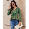 Zeagoo Long Sleeve Shirts for Women 2025 Casual Pleated V Neck Fall Tunic Tops Button Down Blouse Dressy Loose T-Shirts(02-green Ethnic Print)