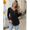 Zeagoo Long Sleeve Shirts for Women 2025 Casual Pleated V Neck Fall Tunic Tops Button Down Blouse Dressy Loose T-Shirts(Black)