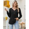 Zeagoo Long Sleeve Shirts for Women 2025 Casual Pleated V Neck Fall Tunic Tops Button Down Blouse Dressy Loose T-Shirts(Black)