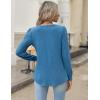 Zeagoo Long Sleeve Shirts for Women 2025 Casual Pleated V Neck Fall Tunic Tops Button Down Blouse Dressy Loose T-Shirts(Blue)