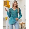 Zeagoo Long Sleeve Shirts for Women 2025 Casual Pleated V Neck Fall Tunic Tops Button Down Blouse Dressy Loose T-Shirts(Blue Floral)