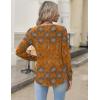 Zeagoo Long Sleeve Shirts for Women 2025 Casual Pleated V Neck Fall Tunic Tops Button Down Blouse Dressy Loose T-Shirts(Caramel Brown Ethnic)