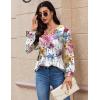 Zeagoo Long Sleeve Shirts for Women 2025 Casual Pleated V Neck Fall Tunic Tops Button Down Blouse Dressy Loose T-Shirts(Colorful)