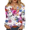 Zeagoo Long Sleeve Shirts for Women 2025 Casual Pleated V Neck Fall Tunic Tops Button Down Blouse Dressy Loose T-Shirts(Colorful)