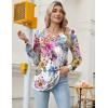 Zeagoo Long Sleeve Shirts for Women 2025 Casual Pleated V Neck Fall Tunic Tops Button Down Blouse Dressy Loose T-Shirts(Colorful)