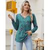 Zeagoo Long Sleeve Shirts for Women 2025 Casual Pleated V Neck Fall Tunic Tops Button Down Blouse Dressy Loose T-Shirts(Green Floral)