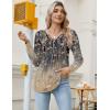 Zeagoo Long Sleeve Shirts for Women 2025 Casual Pleated V Neck Fall Tunic Tops Button Down Blouse Dressy Loose T-Shirts(Khaki Floral)