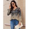 Zeagoo Long Sleeve Shirts for Women 2025 Casual Pleated V Neck Fall Tunic Tops Button Down Blouse Dressy Loose T-Shirts(Khaki Floral)