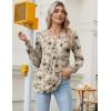 Zeagoo Long Sleeve Shirts for Women 2025 Casual Pleated V Neck Fall Tunic Tops Button Down Blouse Dressy Loose T-Shirts(Light Coffee Floral)
