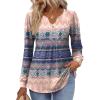 Zeagoo Long Sleeve Shirts for Women 2025 Casual Pleated V Neck Fall Tunic Tops Button Down Blouse Dressy Loose T-Shirts(Mz814)