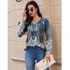 Zeagoo Long Sleeve Shirts for Women 2025 Casual Pleated V Neck Fall Tunic Tops Button Down Blouse Dressy Loose T-Shirts(Mz837)