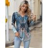 Zeagoo Long Sleeve Shirts for Women 2025 Casual Pleated V Neck Fall Tunic Tops Button Down Blouse Dressy Loose T-Shirts(Mz837)