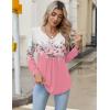Zeagoo Long Sleeve Shirts for Women 2025 Casual Pleated V Neck Fall Tunic Tops Button Down Blouse Dressy Loose T-Shirts(Pink Floral)