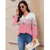 Zeagoo Long Sleeve Shirts for Women 2025 Casual Pleated V Neck Fall Tunic Tops Button Down Blouse Dressy Loose T-Shirts(Pink Floral)