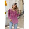Zeagoo Long Sleeve Shirts for Women 2025 Casual Pleated V Neck Fall Tunic Tops Button Down Blouse Dressy Loose T-Shirts(Pink Print)