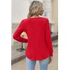 Zeagoo Long Sleeve Shirts for Women 2025 Casual Pleated V Neck Fall Tunic Tops Button Down Blouse Dressy Loose T-Shirts(Red)