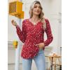 Zeagoo Long Sleeve Shirts for Women 2025 Casual Pleated V Neck Fall Tunic Tops Button Down Blouse Dressy Loose T-Shirts(Red Floral)