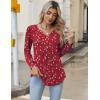 Zeagoo Long Sleeve Shirts for Women 2025 Casual Pleated V Neck Fall Tunic Tops Button Down Blouse Dressy Loose T-Shirts(Red Floral)