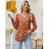 Zeagoo Long Sleeve Shirts for Women 2025 Casual Pleated V Neck Fall Tunic Tops Button Down Blouse Dressy Loose T-Shirts(Vintage Flower)