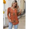Zeagoo Long Sleeve Shirts for Women 2025 Casual Pleated V Neck Fall Tunic Tops Button Down Blouse Dressy Loose T-Shirts(Vintage Flower)
