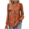 Zeagoo Long Sleeve Shirts for Women 2025 Casual Pleated V Neck Fall Tunic Tops Button Down Blouse Dressy Loose T-Shirts(Vintage Flower)