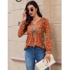 Zeagoo Long Sleeve Shirts for Women 2025 Casual Pleated V Neck Fall Tunic Tops Button Down Blouse Dressy Loose T-Shirts(Vintage Flower)