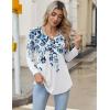 Zeagoo Long Sleeve Shirts for Women 2025 Casual Pleated V Neck Fall Tunic Tops Button Down Blouse Dressy Loose T-Shirts(Wf41)