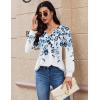 Zeagoo Long Sleeve Shirts for Women 2025 Casual Pleated V Neck Fall Tunic Tops Button Down Blouse Dressy Loose T-Shirts(Wf41)