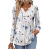 Zeagoo Long Sleeve Shirts for Women 2025 Casual Pleated V Neck Fall Tunic Tops Button Down Blouse Dressy Loose T-Shirts(White Floral)