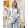 Zeagoo Long Sleeve Shirts for Women 2025 Casual Pleated V Neck Fall Tunic Tops Button Down Blouse Dressy Loose T-Shirts(White Floral)