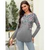 Zeagoo Long Sleeve Shirts for Women Crew Neck Casual Fall Fashion Blouses Basic Tunic Tops Dressy Work Clothes(A-grey Print-hf36)