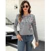 Zeagoo Long Sleeve Shirts for Women Crew Neck Casual Fall Fashion Blouses Basic Tunic Tops Dressy Work Clothes(A-grey Print-hf36)